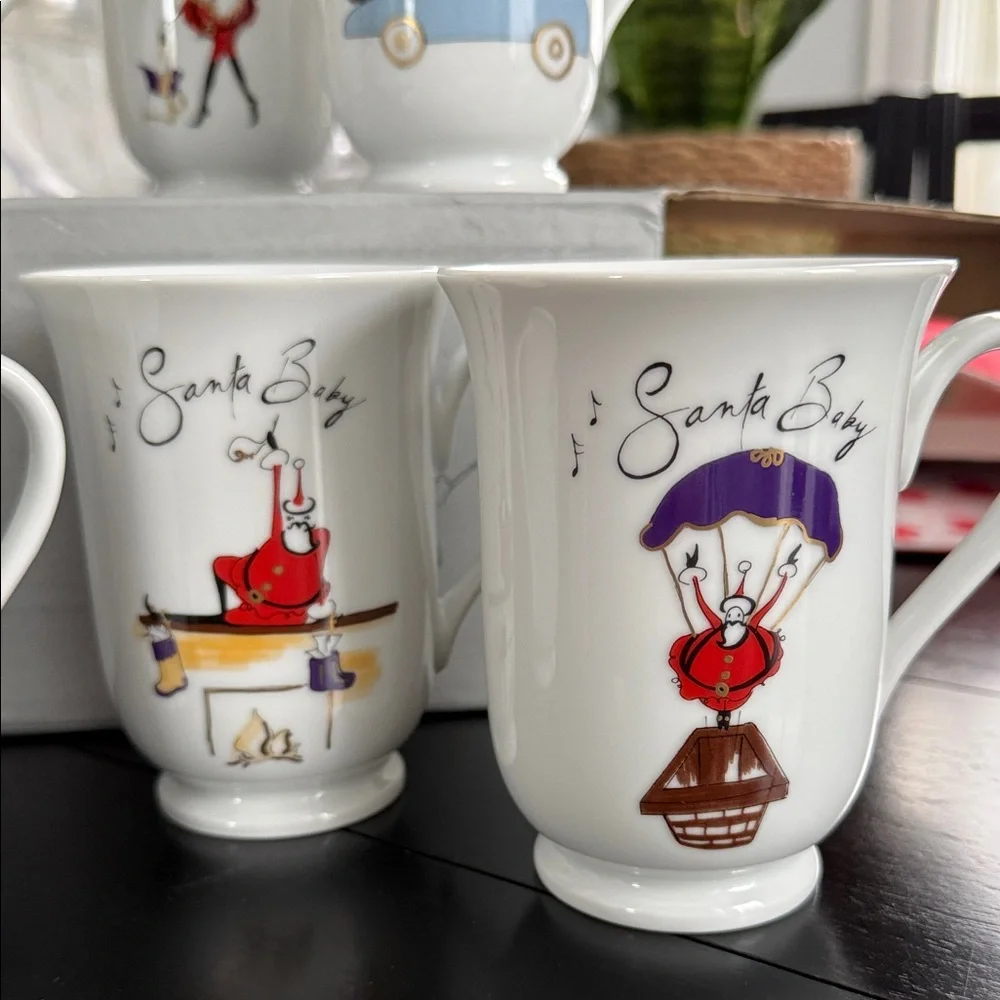 Pottery Barn Santa Baby Mugs Set of 8 New in Box NIB